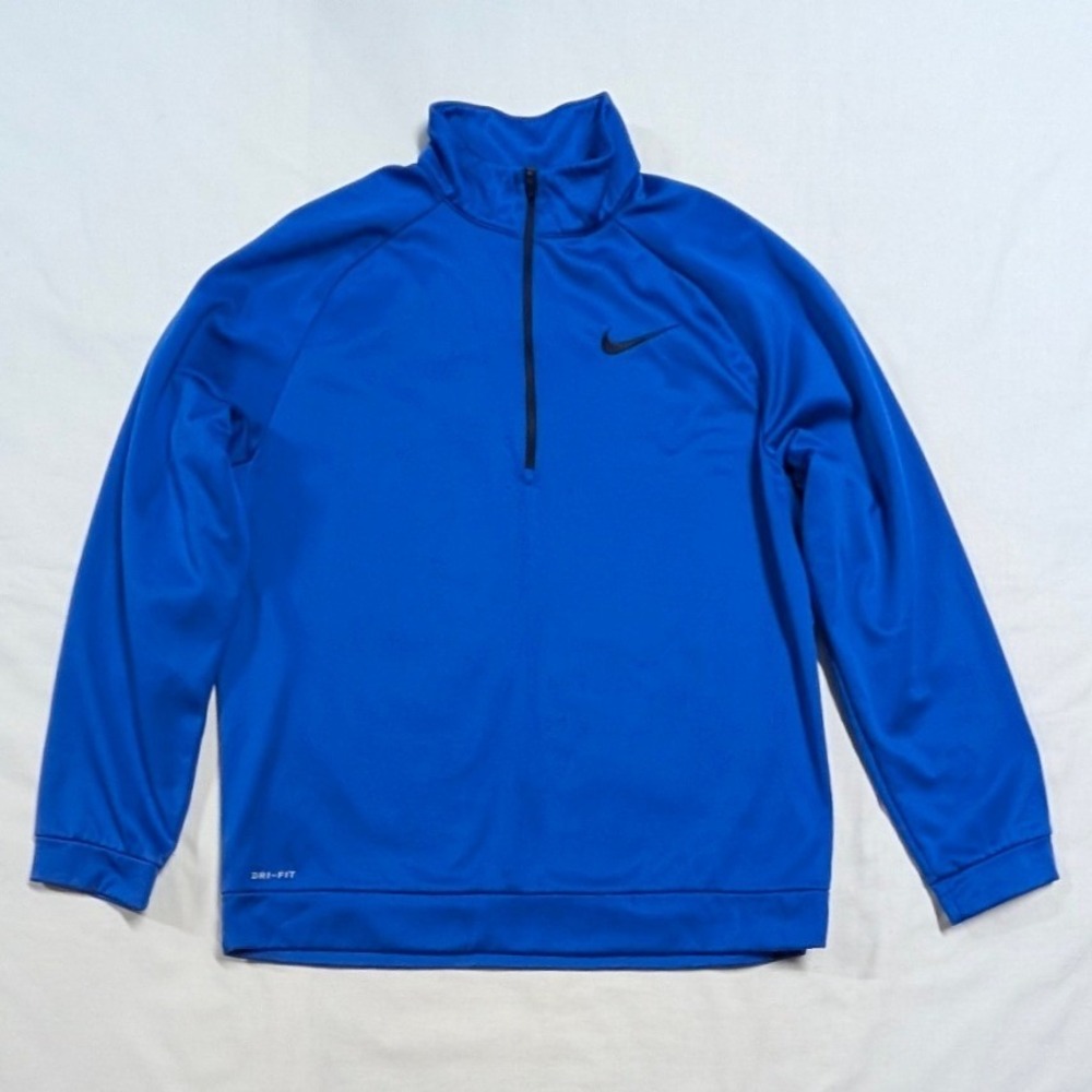 Nike Dri-FIT Mens XL Royal Blue Quarter Zip Pullover Athletic Shirt Raglan
